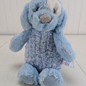 Aurora Baby Blue Puppy Dog Plush 9" Stuffed Animal Rattle Lovey Toy White Spot